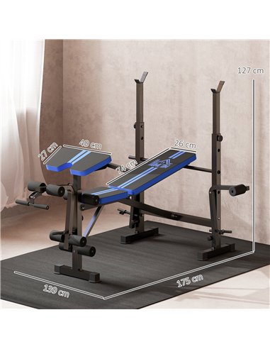HOMCOM Adjustable Weight Bench with Leg Developer Barbell Rack for Weight Lifting and Strength Training Multifunctional Workout 