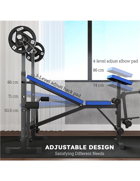 HOMCOM Adjustable Weight Bench with Leg Developer Barbell Rack for Weight Lifting and Strength Training Multifunctional Workout  - pic 162905 | FastDaddyshop