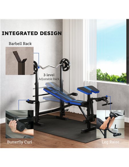 HOMCOM Adjustable Weight Bench with Leg Developer Barbell Rack for Weight Lifting and Strength Training Multifunctional Workout  - pic 162906 | FastDaddyshop