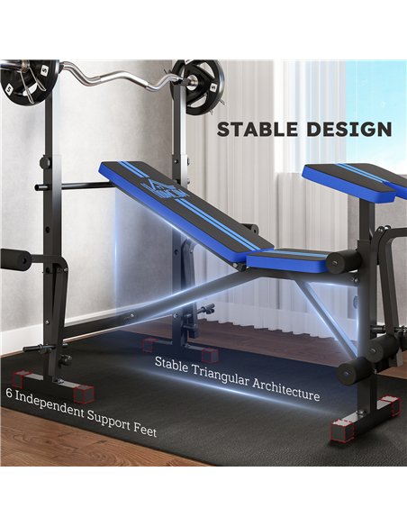 HOMCOM Adjustable Weight Bench with Leg Developer Barbell Rack for Weight Lifting and Strength Training Multifunctional Workout  - pic 162908 | FastDaddyshop