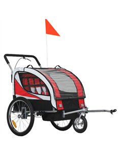 HOMCOM Baby Bike Trailer, Child Bicycle Trailer with 5 Point Harness, Steel Frame, Reflectors, Safety Flag, Hitch Coupler, Red