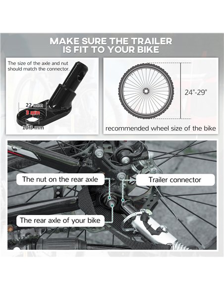 HOMCOM Baby Bike Trailer, Child Bicycle Trailer with 5 Point Harness, Steel Frame, Reflectors, Safety Flag, Hitch Coupler, Red - pic 162917 | FastDaddyshop