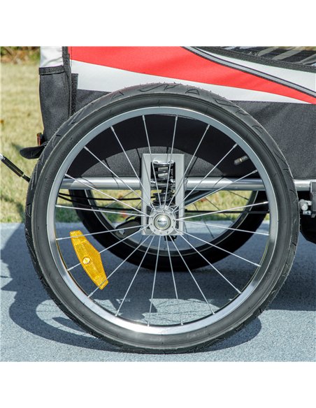 HOMCOM Baby Bike Trailer, Child Bicycle Trailer with 5 Point Harness, Steel Frame, Reflectors, Safety Flag, Hitch Coupler, Red - pic 162919 | FastDaddyshop