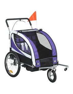 HOMCOM Baby Bike Trailer with 5 Point Harness, Steel Frame, Reflectors, Safety Flag, Hitch Coupler, Purple