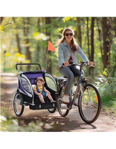 HOMCOM Baby Bike Trailer with 5 Point Harness, Steel Frame, Reflectors, Safety Flag, Hitch Coupler, Purple 2