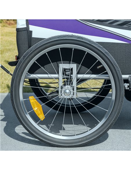 HOMCOM Baby Bike Trailer with 5 Point Harness, Steel Frame, Reflectors, Safety Flag, Hitch Coupler, Purple - pic 162928 | FastDaddyshop