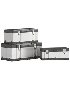 HOMCOM 3 Pieces Stainless Steel Toolbox Set, 23"/ 19"/ 16"