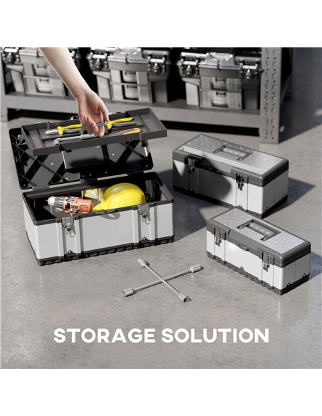 HOMCOM 3 Pieces Stainless Steel Toolbox Set, 23"/ 19"/ 16" - pic 162932 | FastDaddyshop