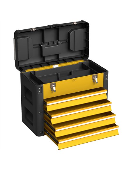HOMCOM 4 Drawers Large Toolbox - Yellow - pic 162938 | FastDaddyshop
