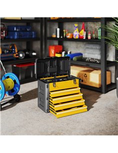 HOMCOM 4 Drawers Large Toolbox - Yellow 2