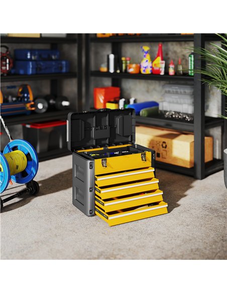 HOMCOM 4 Drawers Large Toolbox - Yellow - pic 162939 | FastDaddyshop