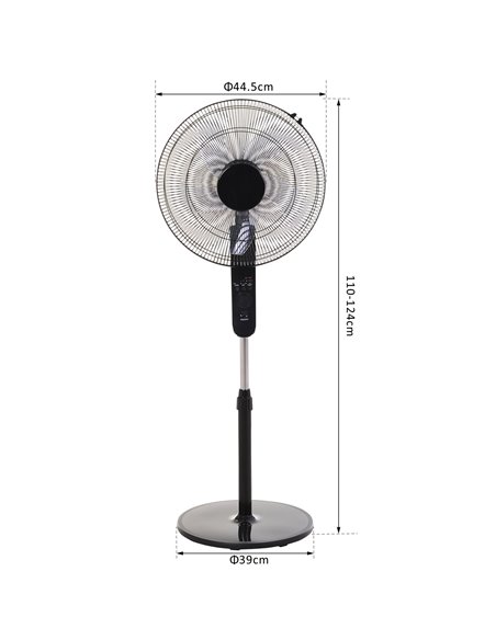 Homcom Pedestal Oscillating Fan with Remote Control, Adjustable Height, 3 Speed, Timer, Black - pic 16294 | FastDaddyshop