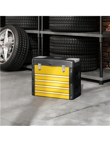 HOMCOM 4 Drawers Large Toolbox - Yellow