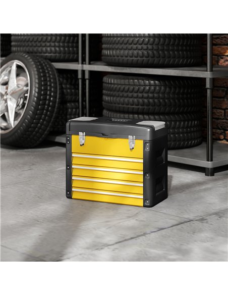 HOMCOM 4 Drawers Large Toolbox - Yellow - pic 162945 | FastDaddyshop