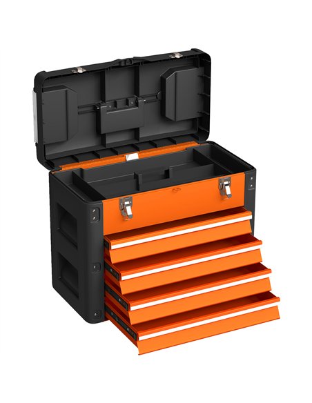 HOMCOM 4 Drawers Large Toolbox - Orange - pic 162947 | FastDaddyshop