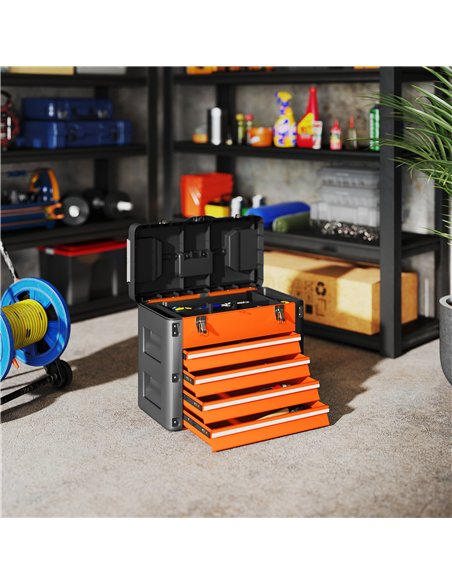 HOMCOM 4 Drawers Large Toolbox - Orange - pic 162948 | FastDaddyshop