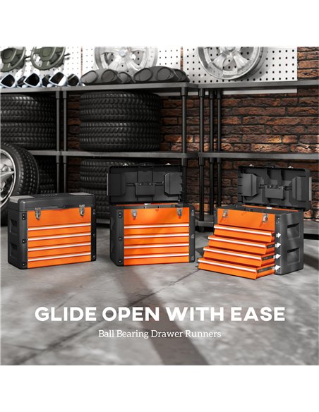 HOMCOM 4 Drawers Large Toolbox - Orange - pic 162952 | FastDaddyshop