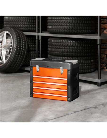 HOMCOM 4 Drawers Large Toolbox - Orange - pic 162954 | FastDaddyshop