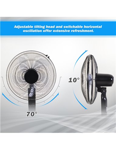 Homcom Pedestal Oscillating Fan with Remote Control, Adjustable Height, 3 Speed, Timer, Black