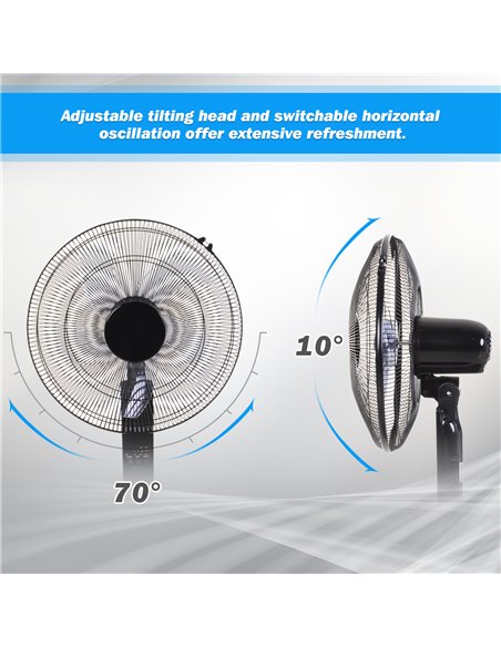 Homcom Pedestal Oscillating Fan with Remote Control, Adjustable Height, 3 Speed, Timer, Black - pic 16297 | FastDaddyshop