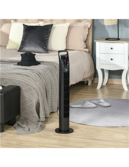 Homcom Oscillating Tower Fan with Remote Control, Timer, 3 Speed, Quiet Cooling Fans, Black - pic 16301 | FastDaddyshop