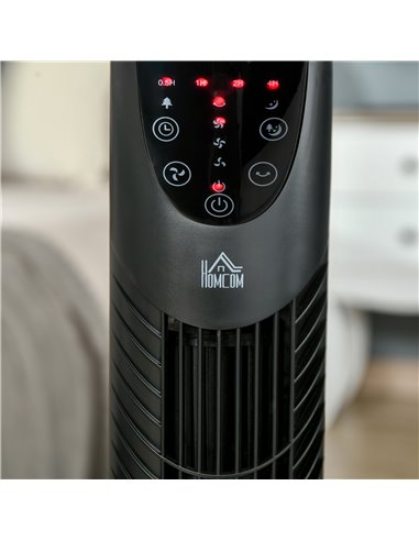 HOMCOM Tower Fan Oscillating 3 Speeds 3 Winds 40W w/ Remote Control Timer Moving Head Quiet Operation Home Office Bedroom Black 