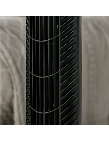 HOMCOM Tower Fan Oscillating 3 Speeds 3 Winds 40W w/ Remote Control Timer Moving Head Quiet Operation Home Office Bedroom Black 