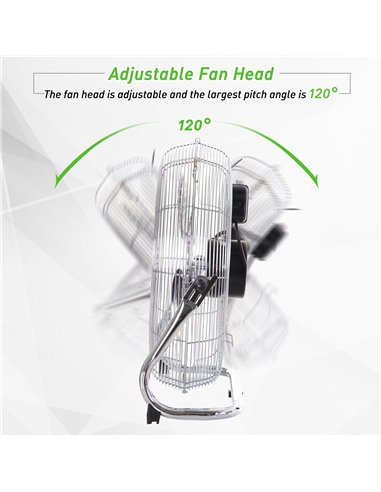 Homcom Portable 20" Chrome Metal Floor Fan with Tilting, High Velocity, 3 Speed, Silver