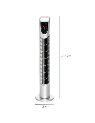 Homcom Oscillating Tower Fan with Remote Control, Timer, 3 Speed, Quiet Cooling Fans, Silver