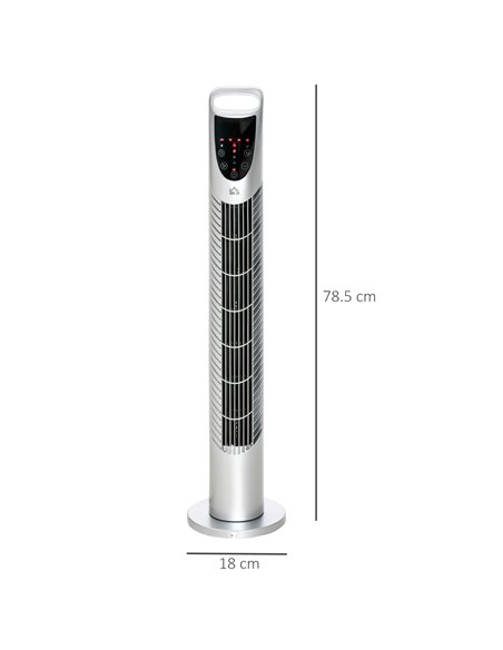 Homcom Oscillating Tower Fan with Remote Control, Timer, 3 Speed, Quiet Cooling Fans, Silver - pic 16318 | FastDaddyshop