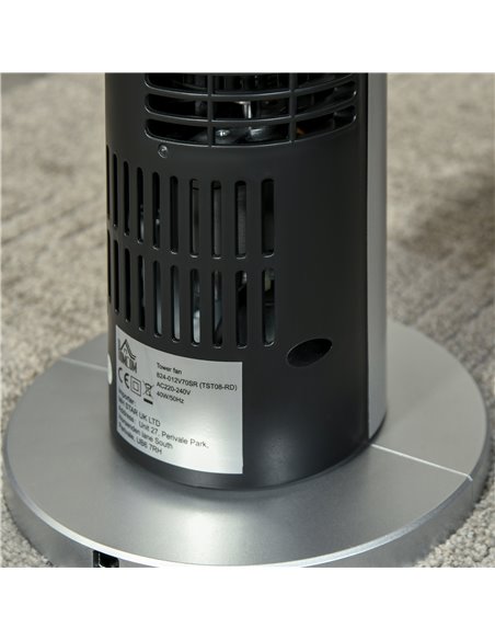 HOMCOM Tower Fan Oscillating 3 Speeds 3 Winds 40W w/ Remote Control Timer Moving Head Quiet Operation Home Office Bedroom Silver - pic 16324 | FastDaddyshop