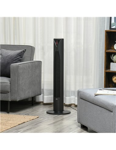 Homcom 38" Ultra Slim Oscillating Tower Fan with Remote Control, 3 Speed, Timer, Black