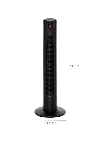 Homcom 38" Ultra Slim Oscillating Tower Fan with Remote Control, 3 Speed, Timer, Black