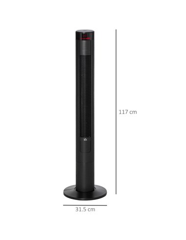 Homcom 46" Oscillating Tower Fan with Remote, Timer, 3 Speed, 4 Modes, Quiet Cooling Fans, Black