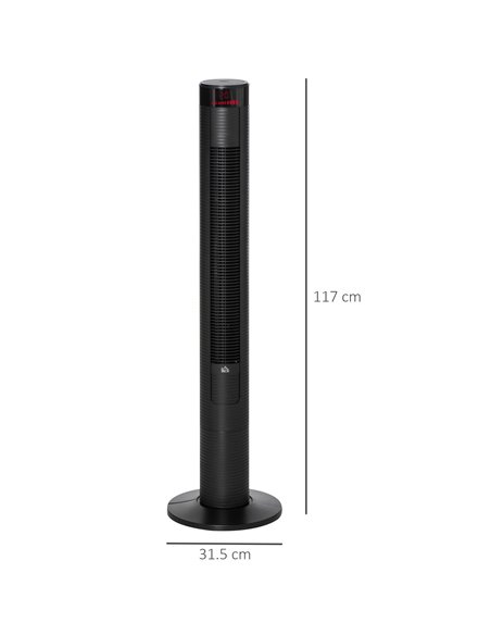 Homcom 46" Oscillating Tower Fan with Remote, Timer, 3 Speed, 4 Modes, Quiet Cooling Fans, Black - pic 16334 | FastDaddyshop