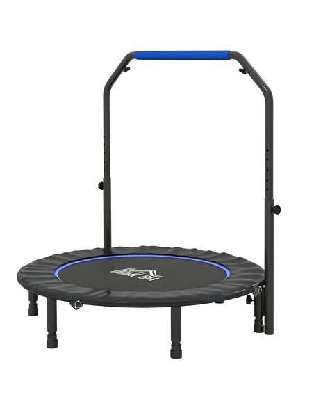 HOMCOM 45" Foldable Mini Fitness Trampoline, with Adjustable Foam Handle, Blue - pic 163343 | FastDaddyshop