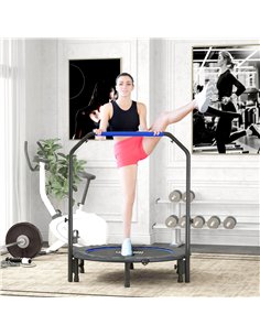 HOMCOM 45" Foldable Mini Fitness Trampoline, with Adjustable Foam Handle, Blue 2