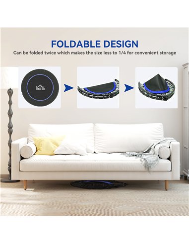 HOMCOM 45" Foldable Mini Fitness Trampoline, with Adjustable Foam Handle, Blue