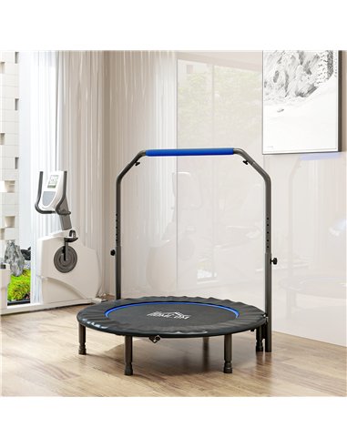 HOMCOM 45" Foldable Mini Fitness Trampoline, with Adjustable Foam Handle, Blue