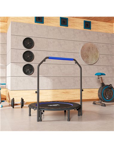 HOMCOM 45" Foldable Mini Fitness Trampoline, with Adjustable Foam Handle, Blue