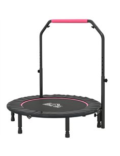 HOMCOM 45" Foldable Mini Fitness Trampoline, with Adjustable Foam Handle, Pink