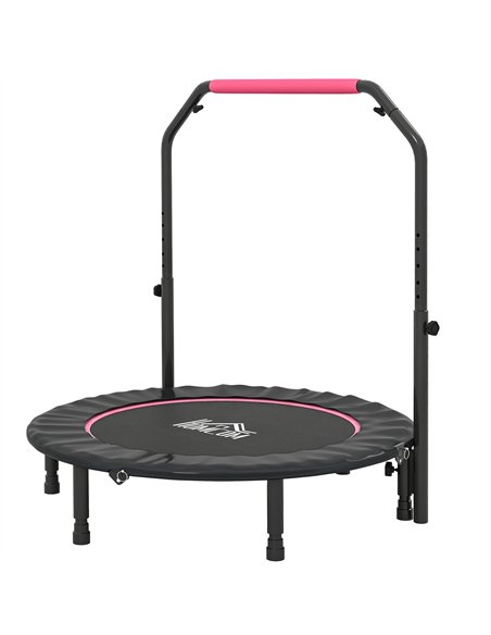 HOMCOM 45" Foldable Mini Fitness Trampoline, with Adjustable Foam Handle, Pink - pic 163352 | FastDaddyshop