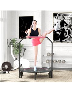 HOMCOM 45" Foldable Mini Fitness Trampoline, with Adjustable Foam Handle, Pink 2