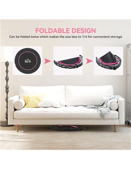 HOMCOM 45" Foldable Mini Fitness Trampoline, with Adjustable Foam Handle, Pink - pic 163356 | FastDaddyshop