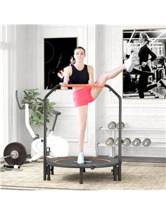 HOMCOM 45" Foldable Mini Fitness Trampoline, with Adjustable Foam Handle, Orange 2