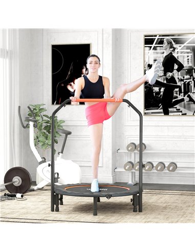 HOMCOM 45" Foldable Mini Fitness Trampoline, with Adjustable Foam Handle, Orange