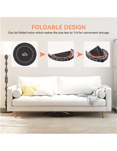 HOMCOM 45" Foldable Mini Fitness Trampoline, with Adjustable Foam Handle, Orange