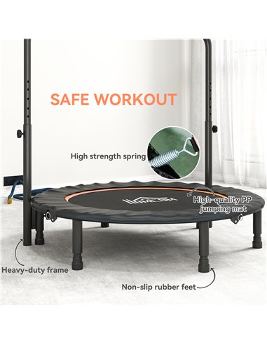 HOMCOM 45" Foldable Mini Fitness Trampoline, with Adjustable Foam Handle, Orange