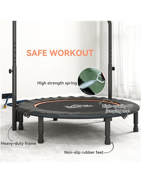 HOMCOM 45" Foldable Mini Fitness Trampoline, with Adjustable Foam Handle, Orange - pic 163366 | FastDaddyshop