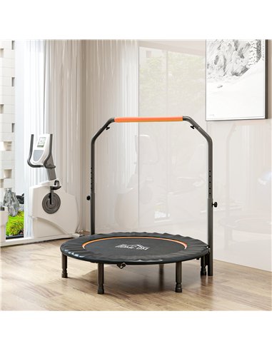 HOMCOM 45" Foldable Mini Fitness Trampoline, with Adjustable Foam Handle, Orange